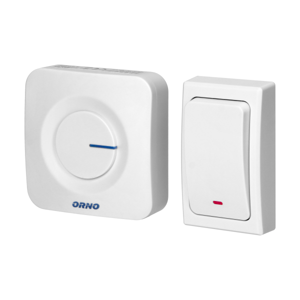 ONDO AC wireless mains-powered doorbell with battery-free button, learning system, 36 sounds, 200m, white